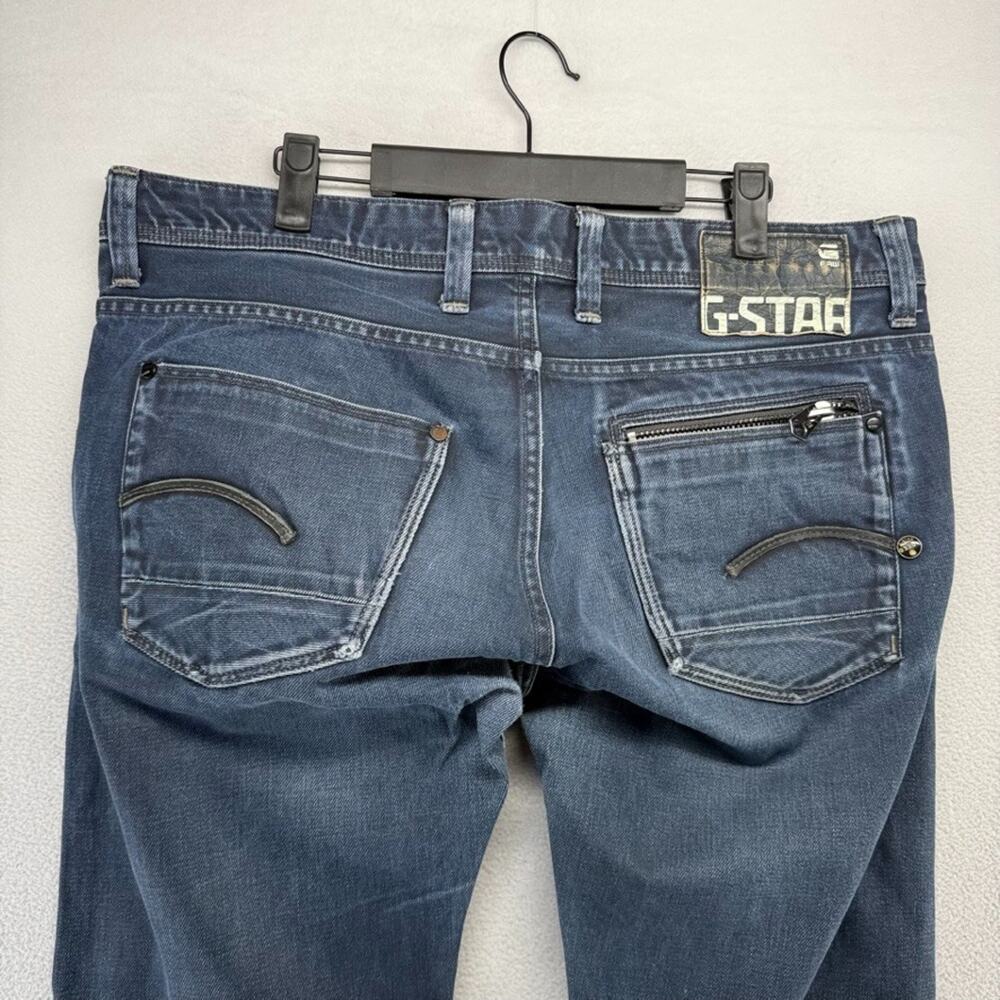 G Star Jeans Men's 36x34 Fits 36x32 Blue Denim Dark Wash Attacc Low Straight y2k - Picture 9 of 12